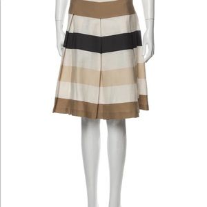 Weekend Max Mara bold striped linen blend pleated skirt knee length pockets